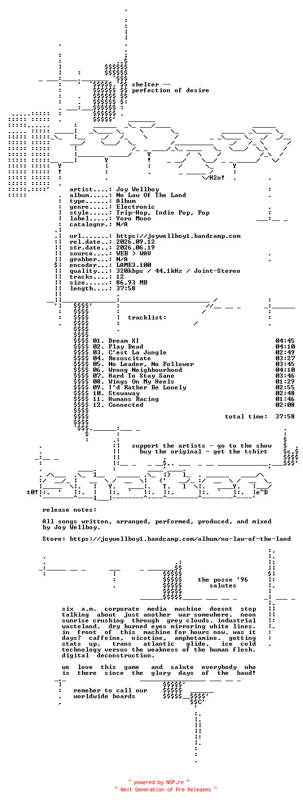 NFO for the release Joy_Wellboy--No_Law_Of_The_Land-WEB-2026-SHELTER by SHELTER