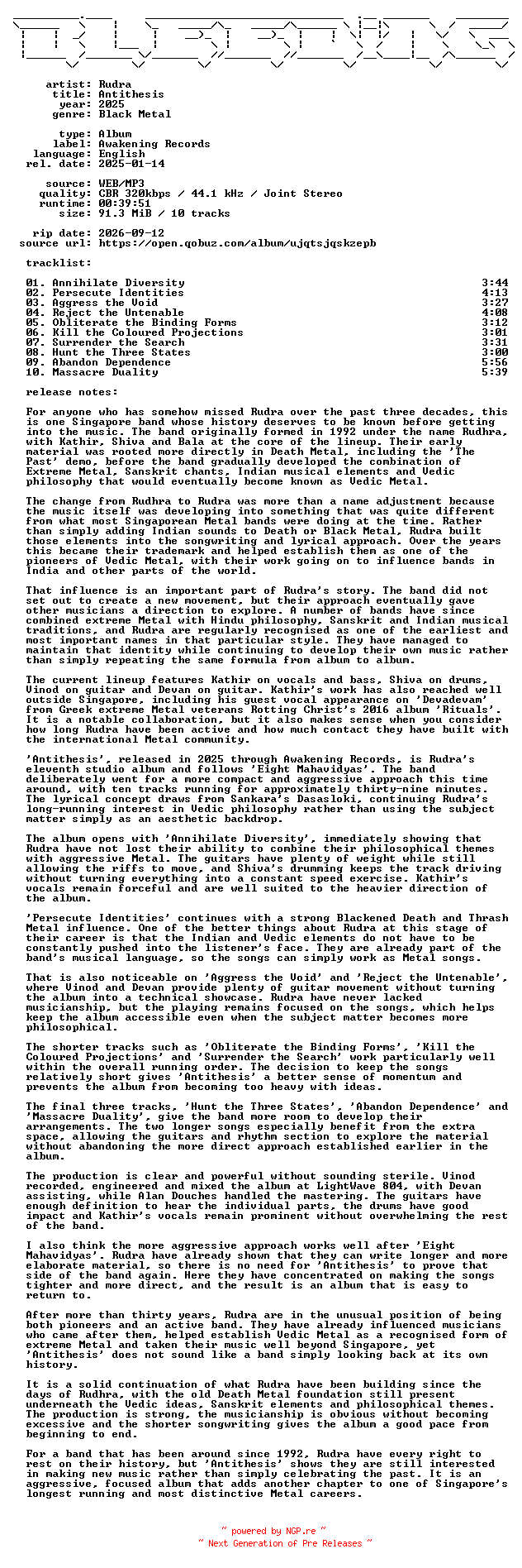 NFO for the release Rudra-Antithesis-WEB-2025-BLEEDiNG by BLEEDiNG