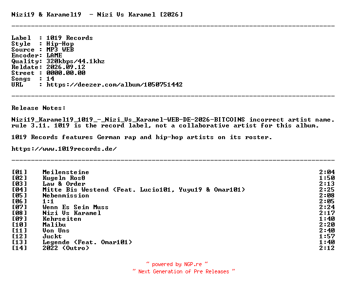 NFO for the release Nizi19_And_Karamel19-Nizi_Vs_Karamel-DE-PROPER-WEB-2026-HippyHawp by HippyHawp