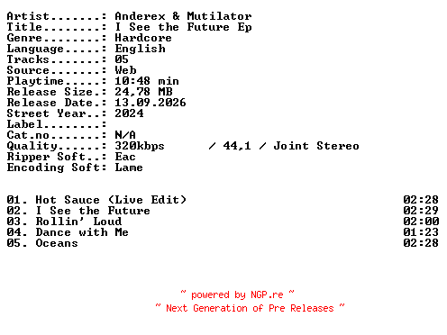 NFO for the release Anderex_and_Mutilator-I_SEE_THE_FUTURE_EP-WEB-2024-XTC_iNT by XTC_iNT