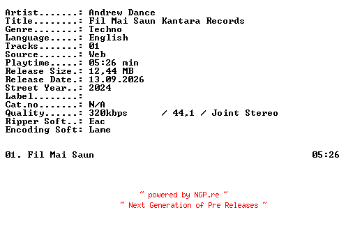 NFO for the release Andrew_Dance-Fil_Mai_Saun_Kantara_Records-SINGLE-WEB-2024-XTC_iNT by XTC_iNT