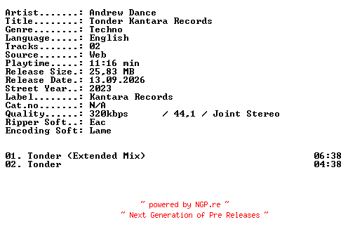 NFO for the release Andrew_Dance-Tonder_Kantara_Records-WEB-2023-XTC_iNT by XTC_iNT