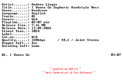 NFO for the release Andrew_Liogas-I_Wanna_Go_Euphoric_Hardstyle_Recs-SINGLE-WEB-2024-XTC_iNT by XTC_iNT