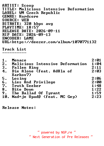 NFO for the release Scoop-Malicious_Intensive_Deformation-WEB-2026-SDR by SDR