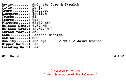 NFO for the release Andy_the_Core_and_Stealth-DO_IT-SINGLE-WEB-2023-XTC_iNT by XTC_iNT