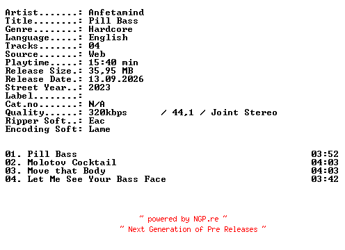 NFO for the release Anfetamind-Pill_Bass-WEB-2023-XTC_iNT by XTC_iNT