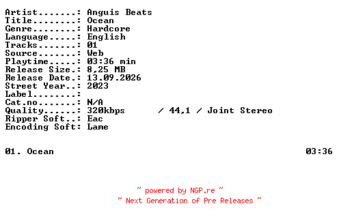 NFO for the release Anguis_Beats-Ocean-SINGLE-WEB-2023-XTC_iNT by XTC_iNT