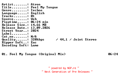 NFO for the release Atron-Feel_My_Tongue-SINGLE-WEB-2024-XTC_iNT by XTC_iNT