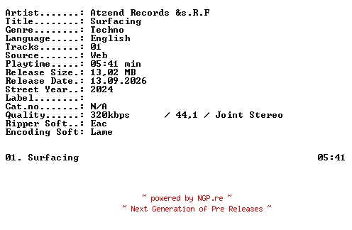 NFO for the release Atzend_Records_Andsrf-Surfacing-SINGLE-WEB-2024-XTC_iNT by XTC_iNT