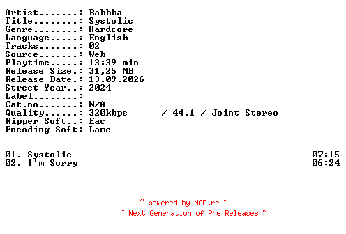 NFO for the release Babbba-Systolic-WEB-2024-XTC_iNT by XTC_iNT