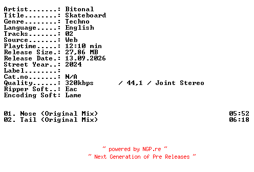 NFO for the release Bitonal-Skateboard-WEB-2024-XTC_iNT by XTC_iNT