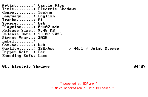 NFO for the release Castle_Flow-Electric_Shadows-SINGLE-WEB-2025-XTC_iNT by XTC_iNT