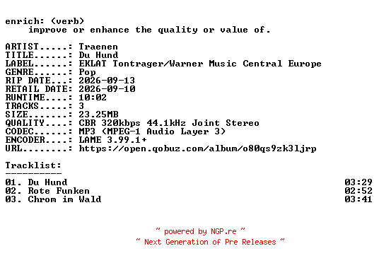 NFO for the release Traenen-Du_Hund-EP-WEB-DE-2026-ENRiCH by ENRiCH