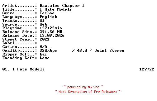 NFO for the release RAWTALES_Chapter_1-I_Hate_Models-WEB-2021-XTC_iNT by XTC_iNT