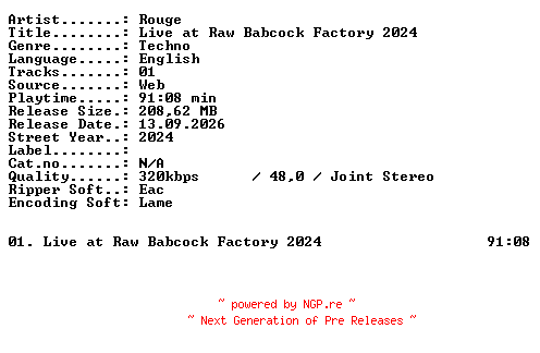 NFO for the release ROUGE-Live_at_RAW_Babcock_Factory_2024-WEB-2024-XTC_iNT by XTC_iNT