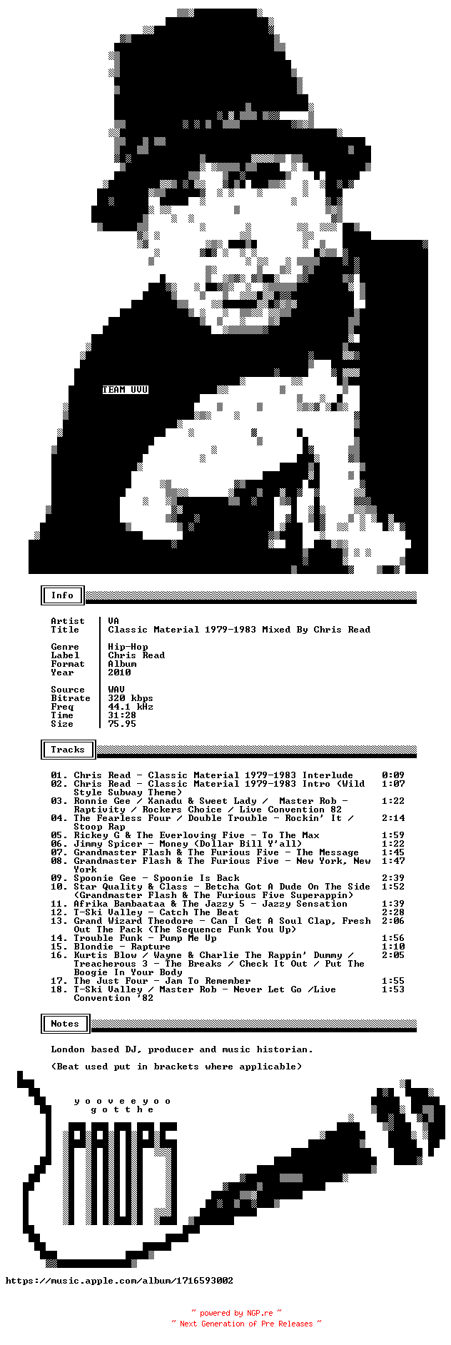NFO for the release VA-Classic_Material_1979-1983_Mixed_By_Chris_Read-WEB-2010-UVU by UVU