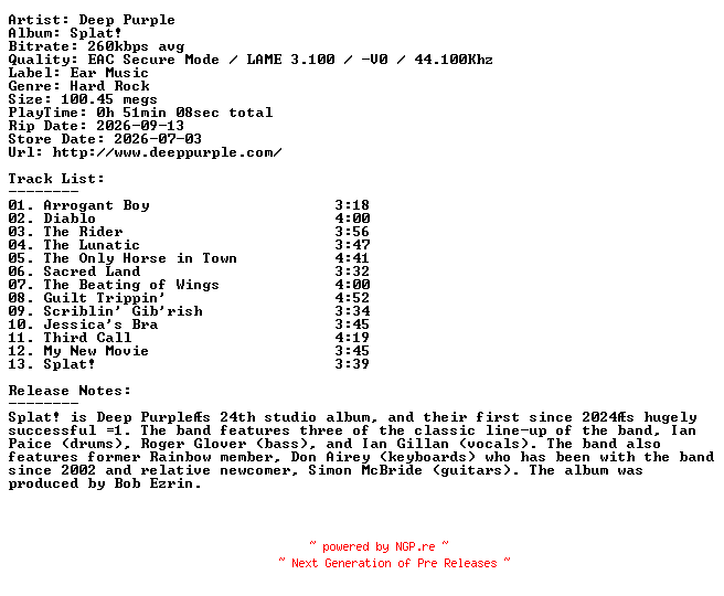 NFO for the release Deep_Purple-Splat-2026-404 by 404