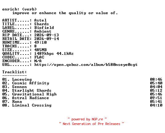 NFO for the release Astel-Shards-24BIT-WEB-FLAC-2026-ENRiCH by ENRiCH