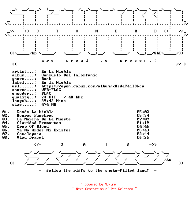 NFO for the release En_La_Niebla-Consuelo_Del_Infortunio-24BIT-WEB-FLAC-2026-STONERD by STONERD