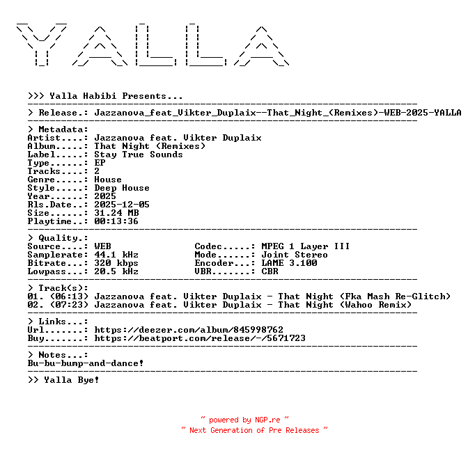 NFO for the release Jazzanova_feat_Vikter_Duplaix--That_Night_(Remixes)-WEB-2025-YALLA by YALLA