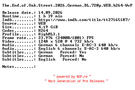 NFO for the release The.End.of.Oak.Street.2026.German.DL.720p.WEB.h264-WvF by WvF
