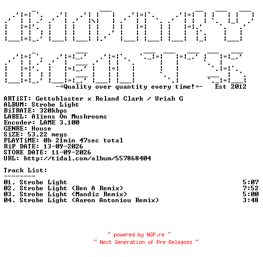 NFO for the release Gettoblaster_x_Roland_Clark_x_Uriah_G-Strobe_Light-(AOM046)-WEB-2026-BB by BB