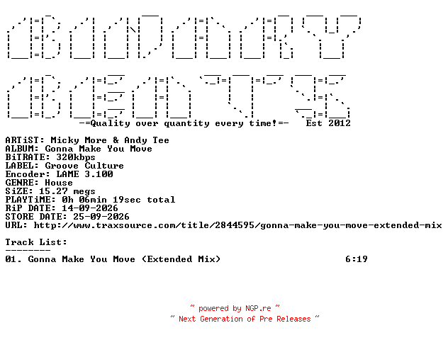 NFO for the release Micky_More_And_Andy_Tee-Gonna_Make_You_Move-(GCM391)-SINGLE-WEB-2026-BB by BB