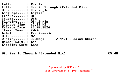 NFO for the release Ezenia-See_it_Through_(Extended_Mix)-SINGLE-WEB-2024-XTC_iNT by XTC_iNT