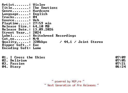 NFO for the release Wislov-The_Emotions-WEB-2024-XTC_iNT by XTC_iNT