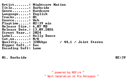 NFO for the release Nightcore_Nation-Darkside-SINGLE-WEB-2024-XTC_iNT by XTC_iNT