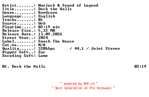 NFO for the release Naeleck_and_Sound_of_Legend-Deck_the_Halls-SINGLE-WEB-2024-XTC_iNT by XTC_iNT