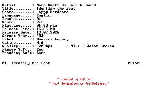 NFO for the release Marc_Smith_Vs_Safe_N_Sound-Identify_the_Beat-SINGLE-WEB-2024-XTC_iNT by XTC_iNT