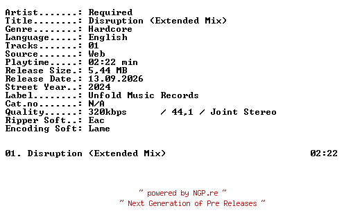 NFO for the release Required-Disruption_(Extended_Mix)-SINGLE-WEB-2024-XTC_iNT by XTC_iNT