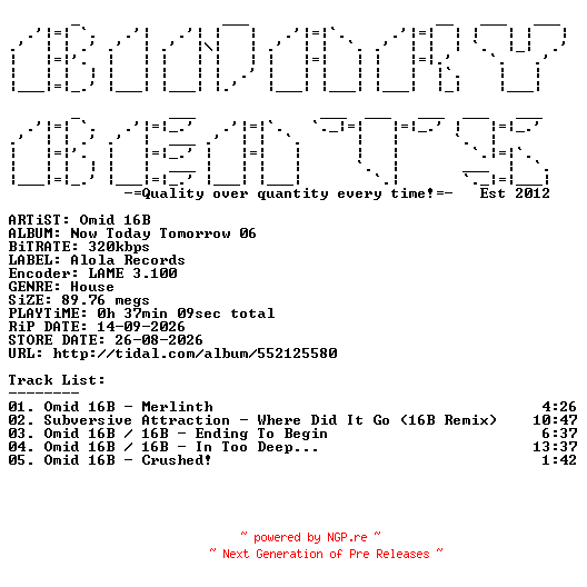 NFO for the release Omid_16B-Now_Today_Tomorrow_06-(ALD102)-WEB-2026-BB by BB