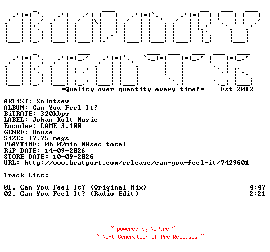 NFO for the release Solntsev-Can_You_Feel_It-(JKM115)-WEB-2026-BB by BB