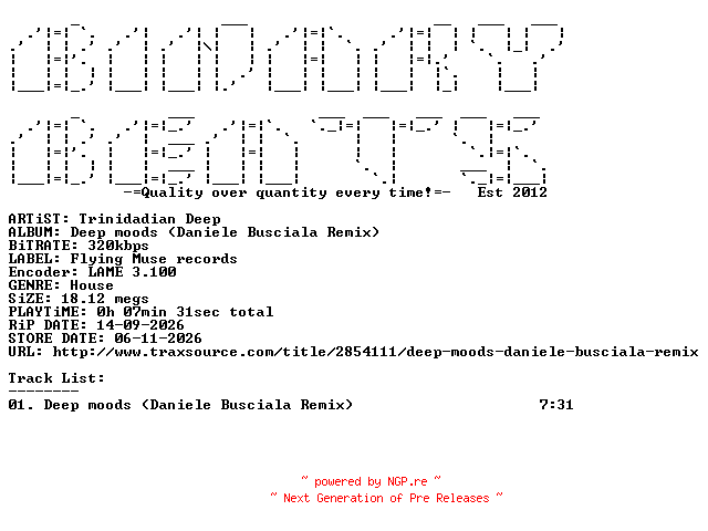 NFO for the release Trinidadian_Deep-Deep_Moods_(Daniele_Busciala_Remix)-(FLY45)-SINGLE-WEB-2026-BB by BB