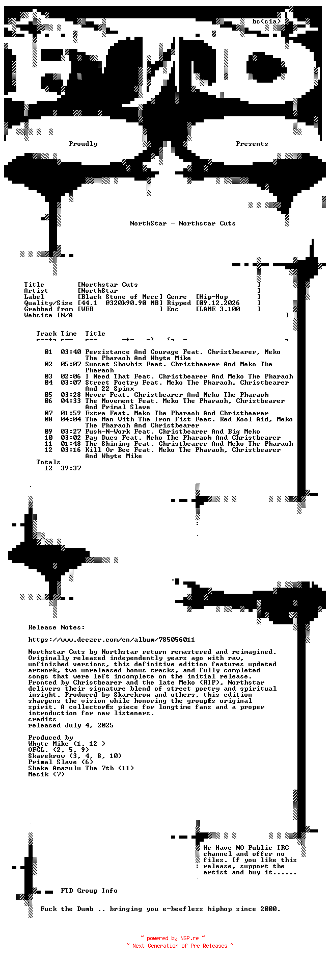 NFO for the release NorthStar-Northstar_Cuts-WEB-2025-FTD by FTD
