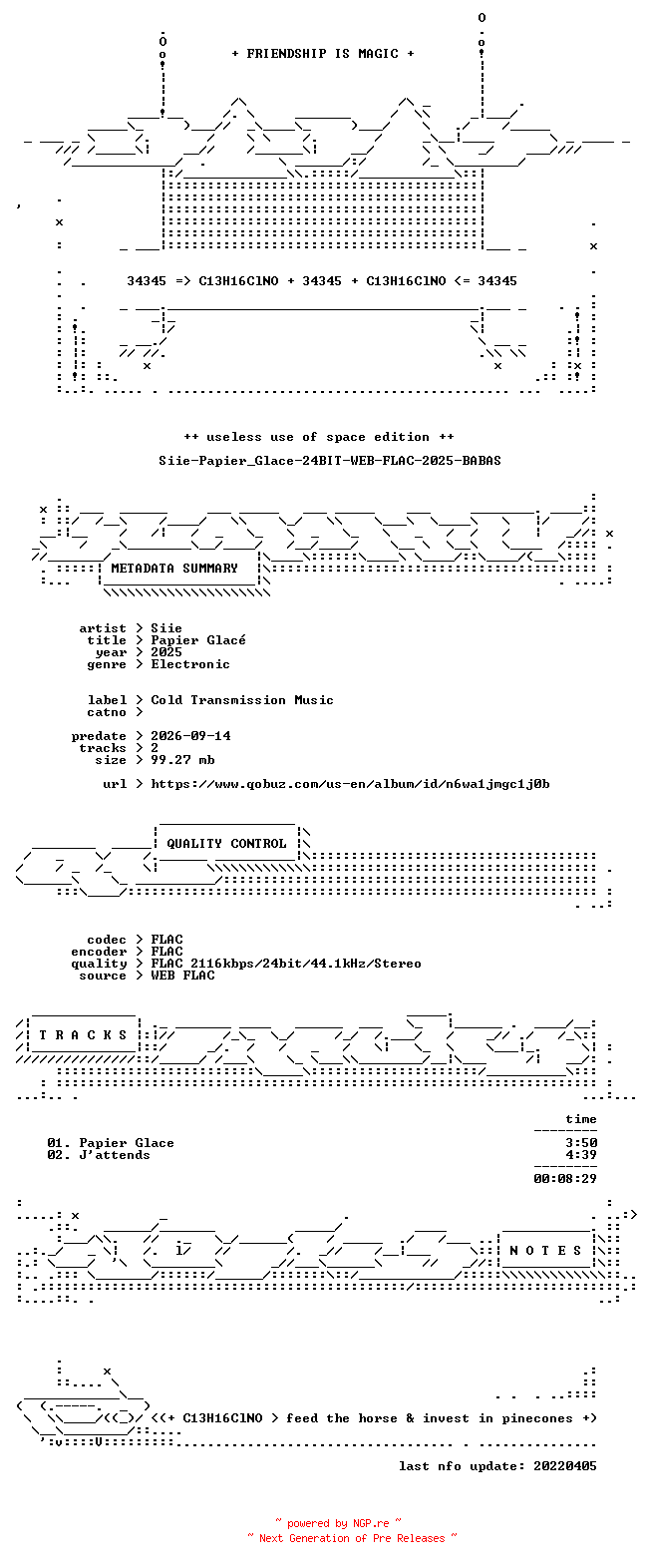 NFO for the release Siie-Papier_Glace-24BIT-WEB-FLAC-2025-BABAS by BABAS