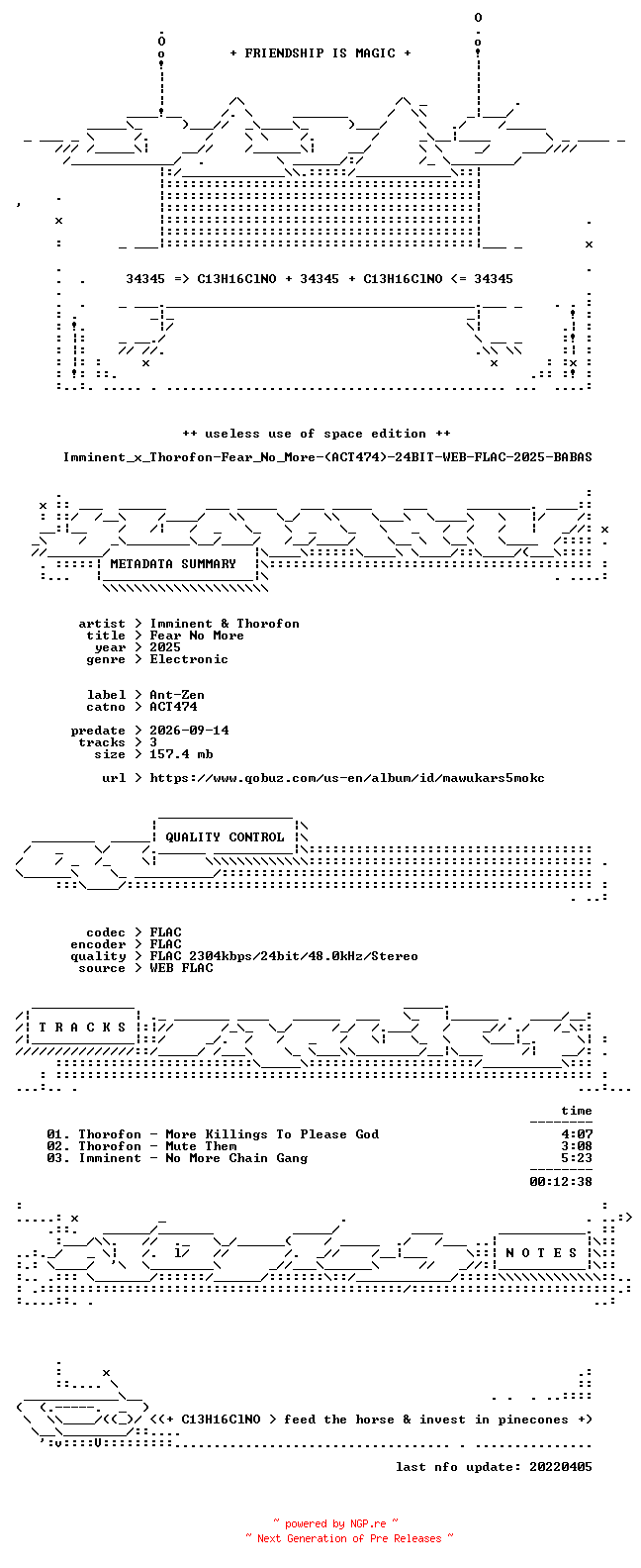 NFO for the release Imminent_x_Thorofon-Fear_No_More-(ACT474)-24BIT-WEB-FLAC-2025-BABAS by BABAS