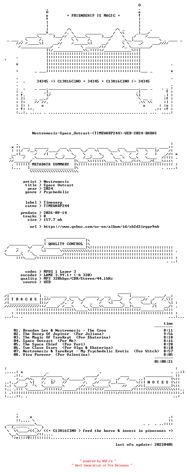 NFO for the release Nostromosis-Space_Outcast-(TIMEWARP244)-WEB-2024-BABAS by BABAS