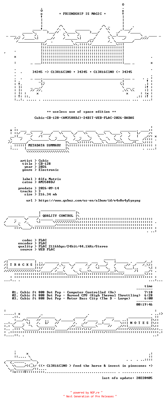 NFO for the release Cubic-CB-128-(AM3588DJ)-24BIT-WEB-FLAC-2026-BABAS by BABAS