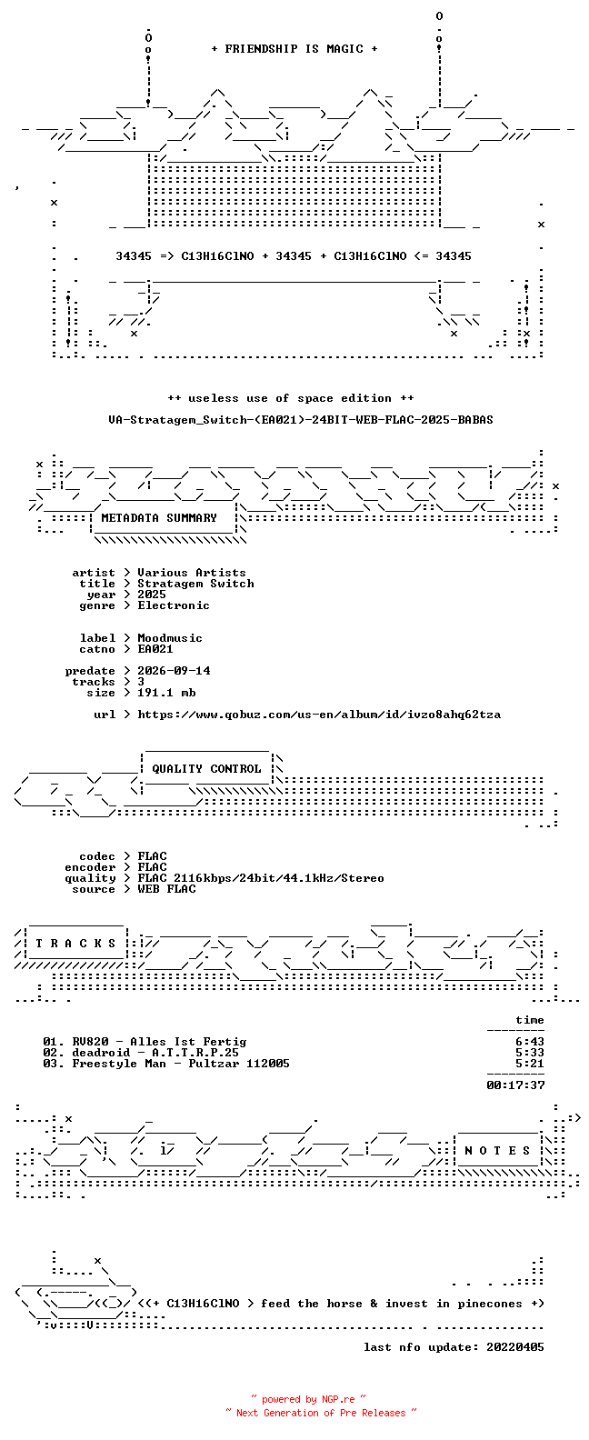 NFO for the release VA-Stratagem_Switch-(EA021)-24BIT-WEB-FLAC-2025-BABAS by BABAS