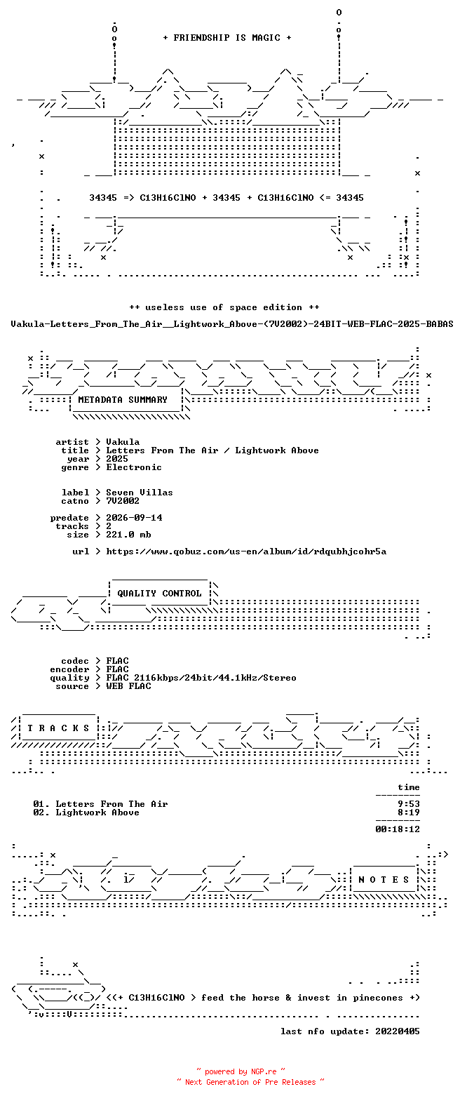 NFO for the release Vakula-Letters_From_The_Air__Lightwork_Above-(7V2002)-24BIT-WEB-FLAC-2025-BABAS by BABAS
