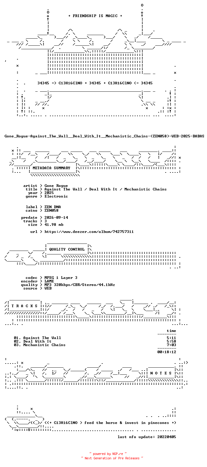 NFO for the release Gone_Rogue-Against_The_Wall__Deal_With_It__Mechanistic_Chains-(ZEN058)-WEB-2025-BABAS by BABAS