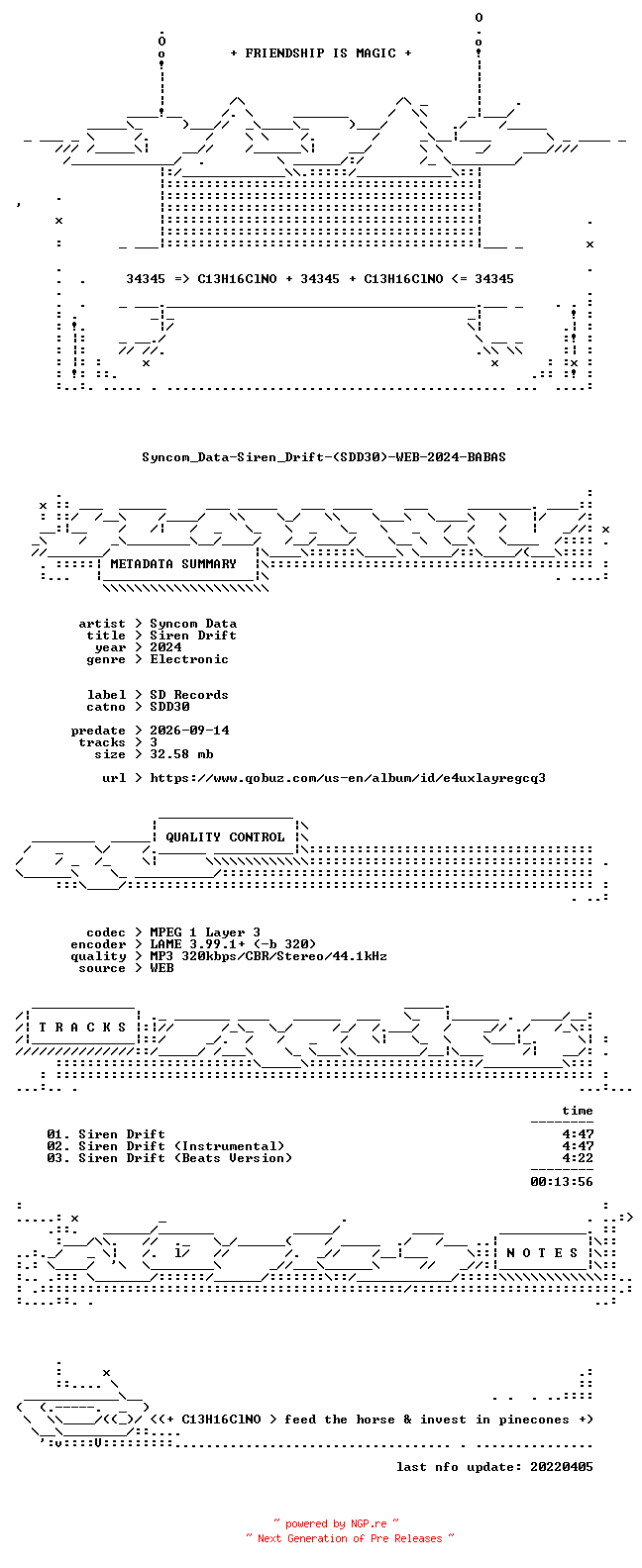 NFO for the release Syncom_Data-Siren_Drift-(SDD30)-WEB-2024-BABAS by BABAS