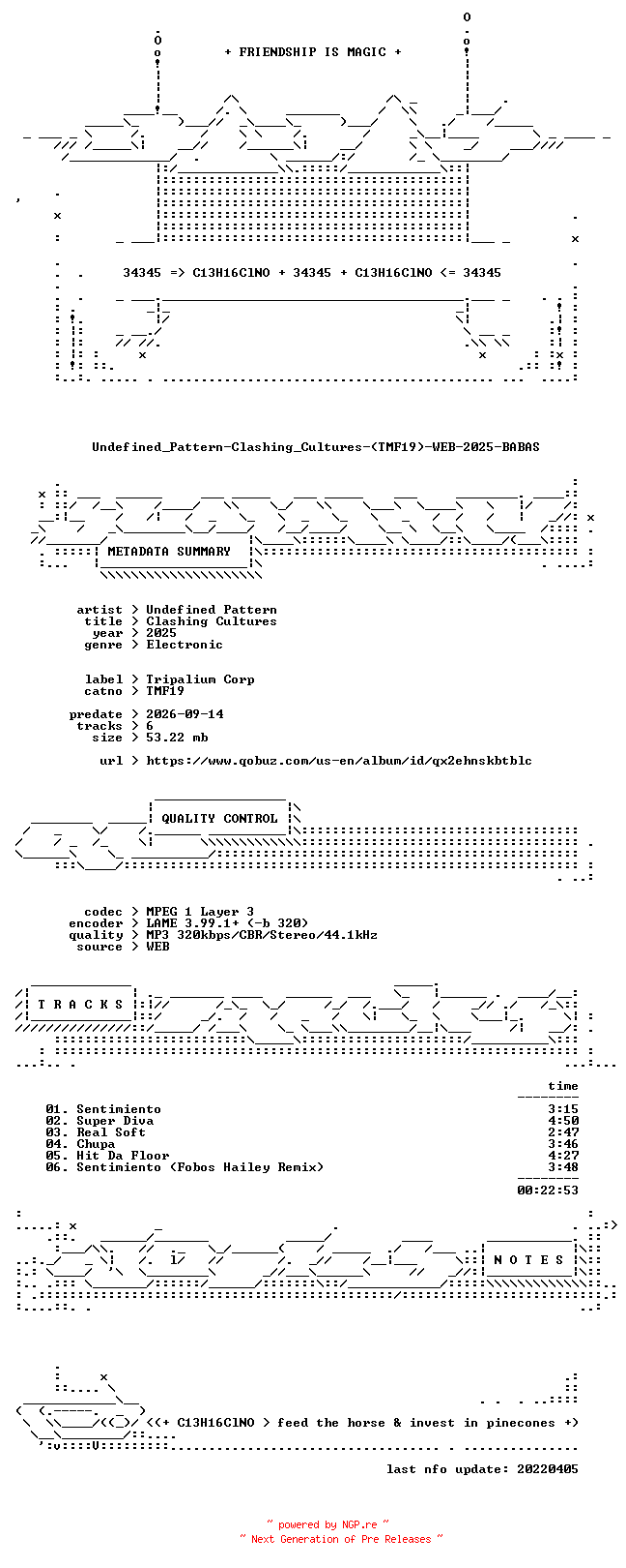 NFO for the release Undefined_Pattern-Clashing_Cultures-(TMF19)-WEB-2025-BABAS by BABAS