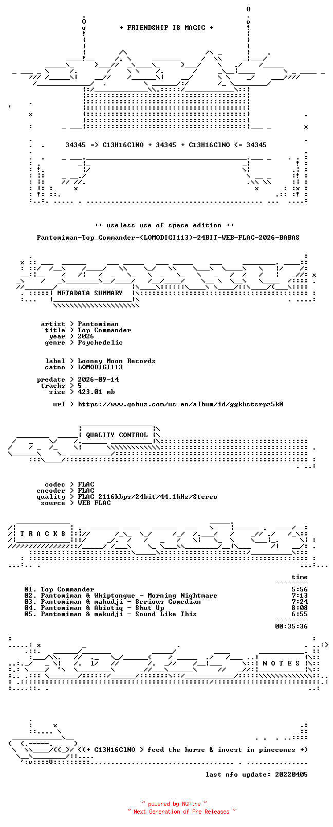 NFO for the release Pantomiman-Top_Commander-(LOMODIGI113)-24BIT-WEB-FLAC-2026-BABAS by BABAS