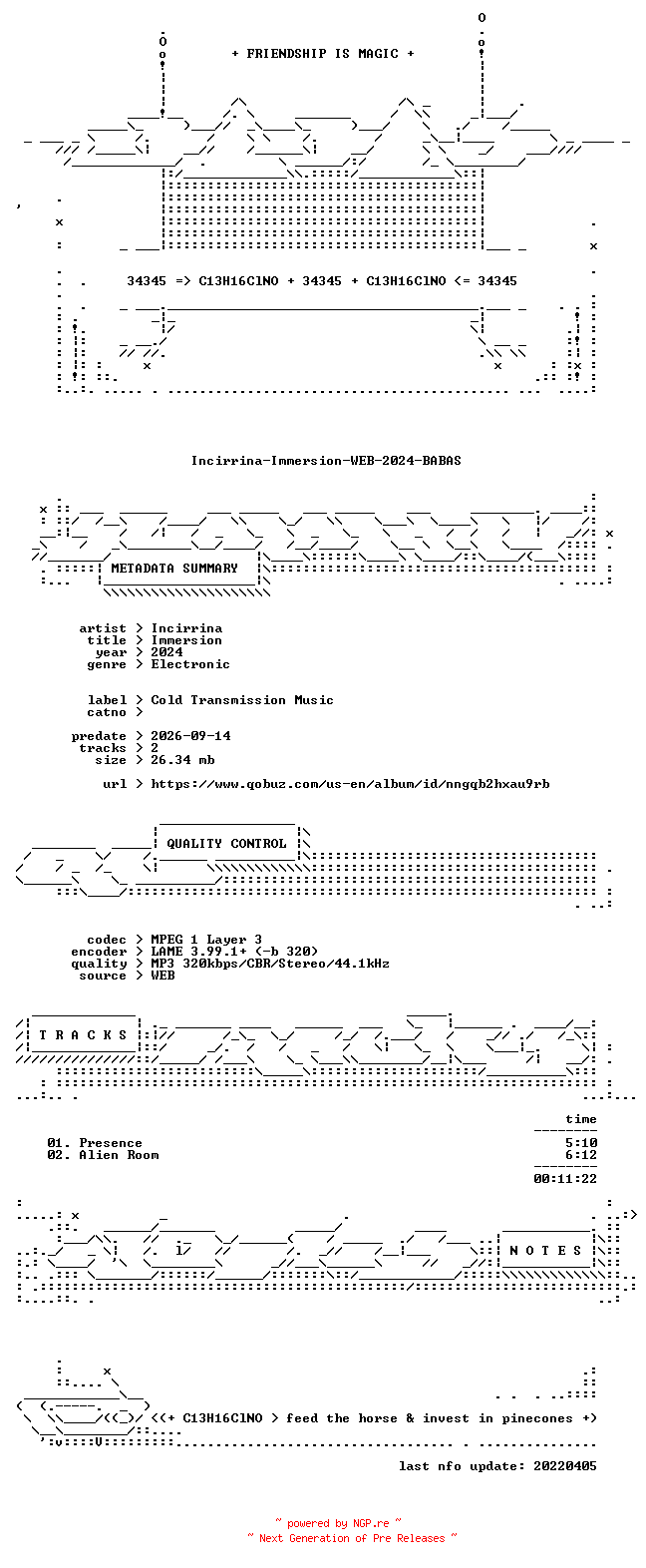 NFO for the release Incirrina-Immersion-WEB-2024-BABAS by BABAS