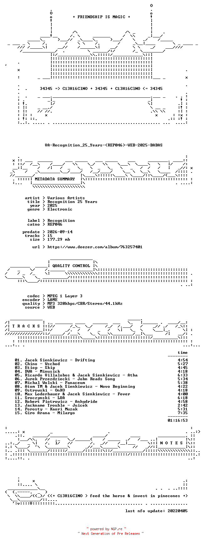 NFO for the release VA-Recognition_25_Years-(REP046)-WEB-2025-BABAS by BABAS