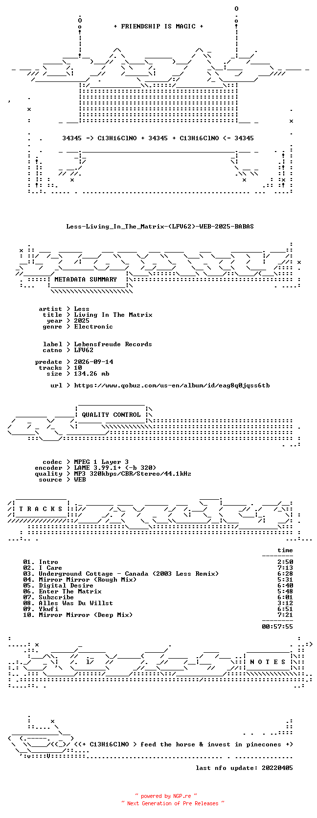 NFO for the release Less-Living_In_The_Matrix-(LFV62)-WEB-2025-BABAS by BABAS